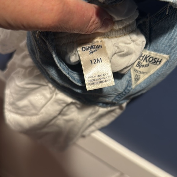 Oshkosh B'gosh Baby Girl Overall Dress 12 Months Denim And White Eyelet Skirt - Picture 5 of 5